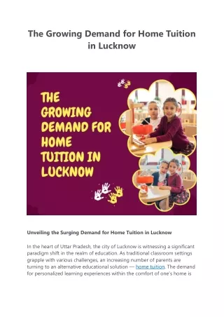 The growing demand for home tuition in Lucknow