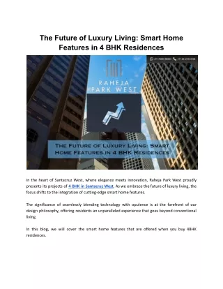 The Future of Luxury Living: Smart Home Features in 4 BHK Residences
