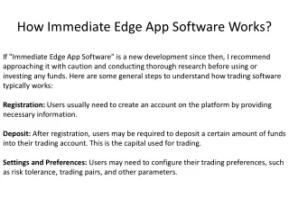 How Immediate Edge App Software Works