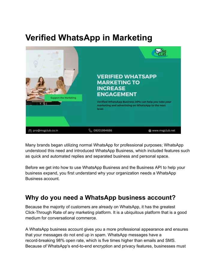 verified whatsapp in marketing