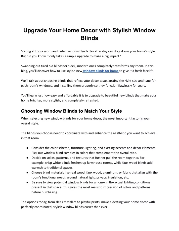 upgrade your home decor with stylish window blinds