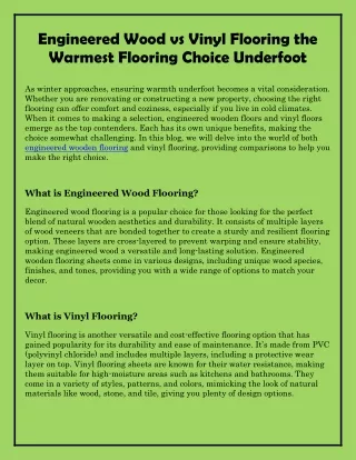 Engineered Wood vs Vinyl Flooring The Warmest Flooring Choice Underfoot