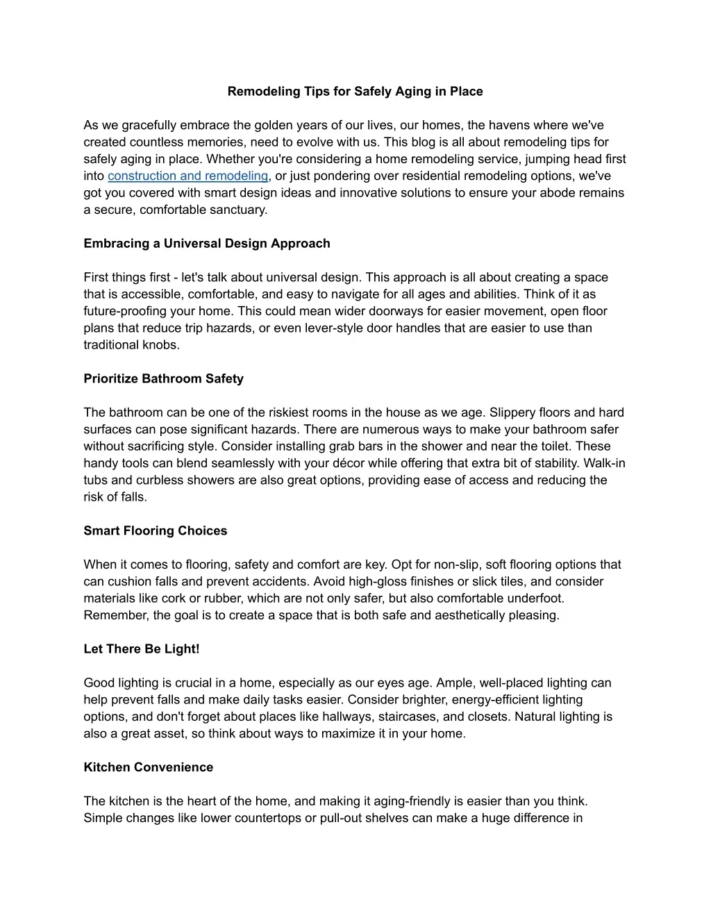 PPT - Remodeling Tips for Safely Aging in Place PowerPoint Presentation ...