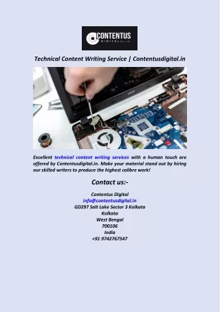 Technical Content Writing Service  Contentusdigital.in