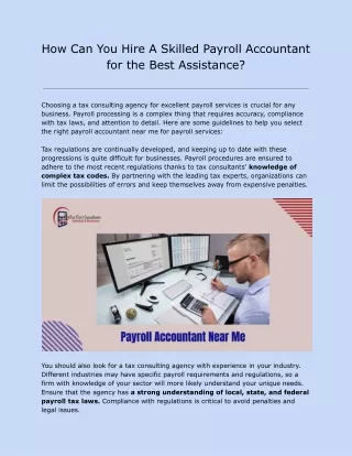 How Can You Hire A Skilled Payroll Accountant for the Best Assistance
