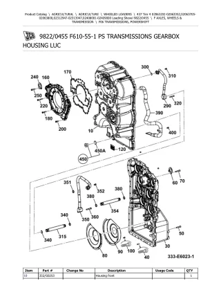 JCB 437 Tier 4 Wheeled Loader Parts Catalogue Manual (Serial Number 02312947-02313947)