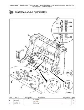 JCB 456 Wheeled Loader Parts Catalogue Manual (Serial Number 00539229-00539399)