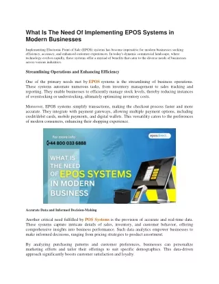 What Is The Need Of Implementing EPOS Systems in Modern Businesses