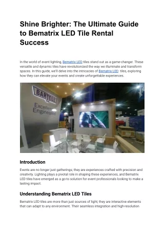 Shine Brighter_ The Ultimate Guide to Bematrix LED Tile Rental Success