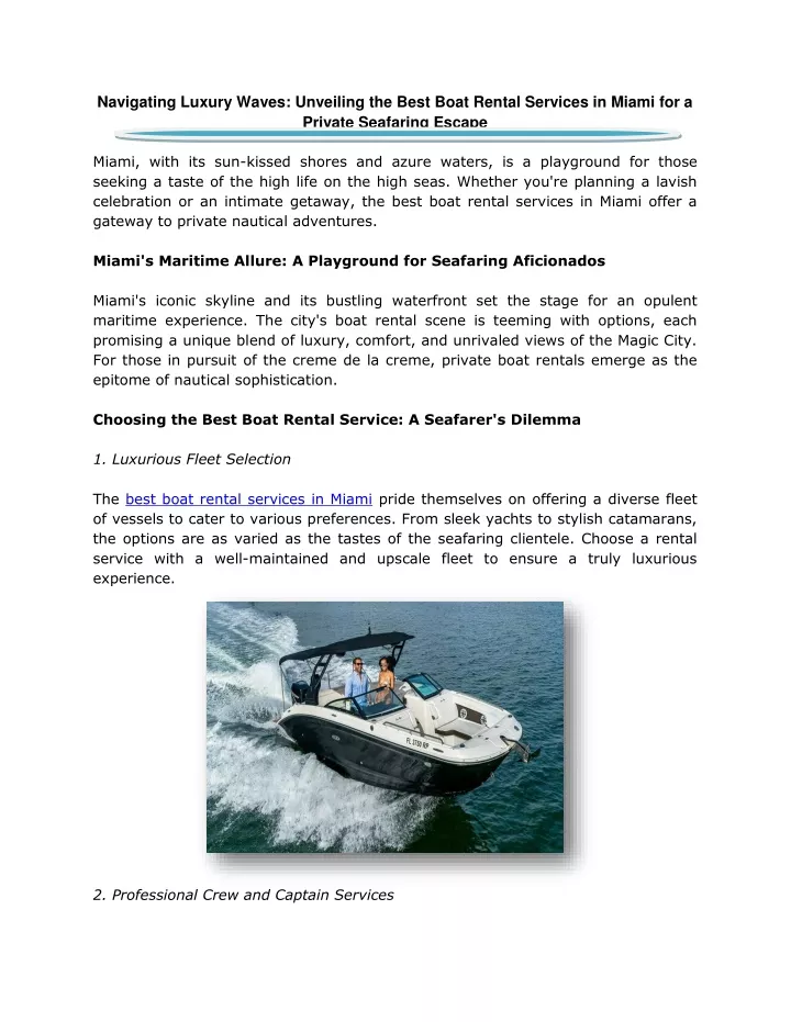 PPT - Navigating Luxury Waves Unveiling the Best Boat Rental Services 