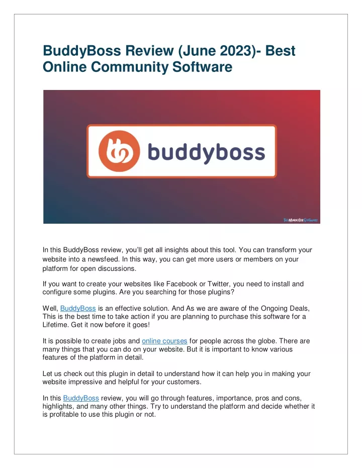 buddyboss review june 2023 best online community