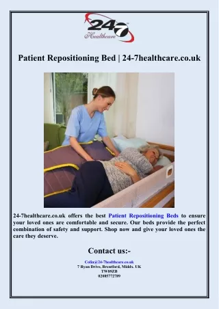 Patient Repositioning Bed  24-7healthcare.co.uk