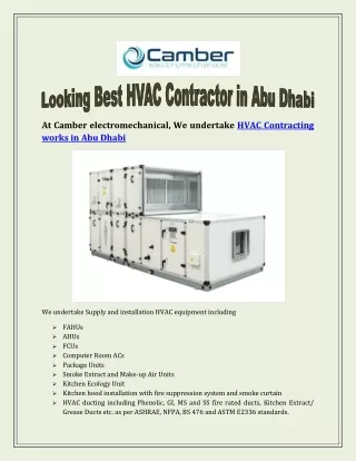 Looking Best HVAC Contractor in Abu Dhabi