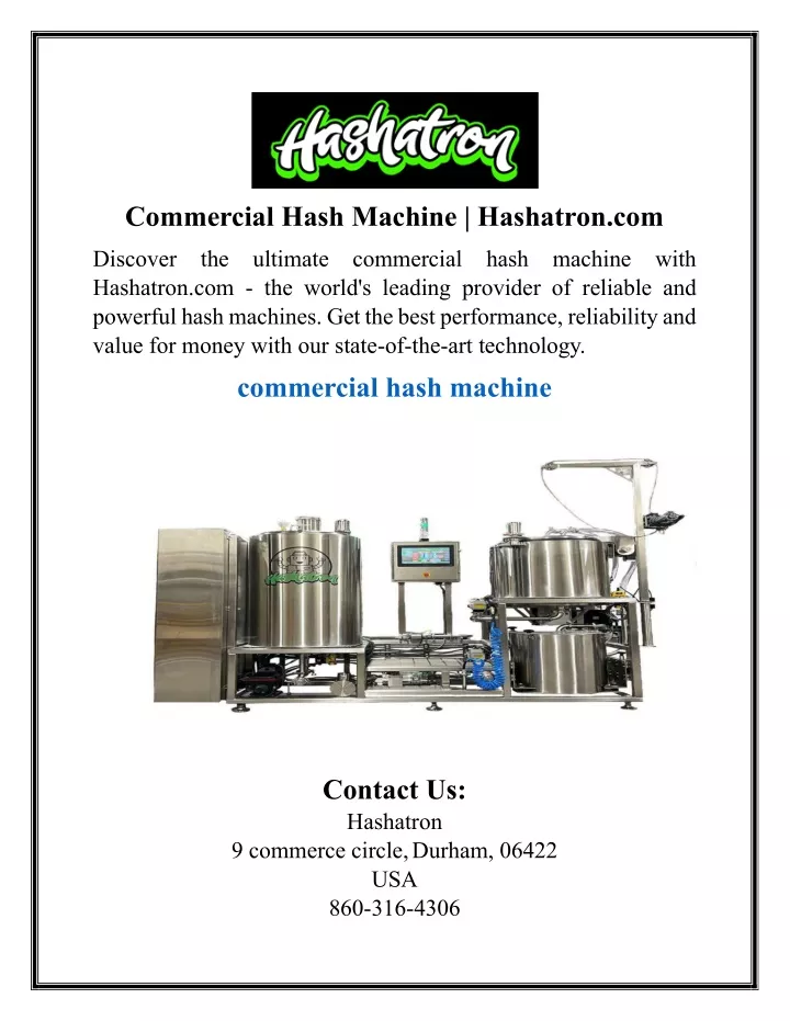 commercial hash machine hashatron com