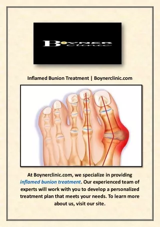inflamed bunion treatment boynerclinic com
