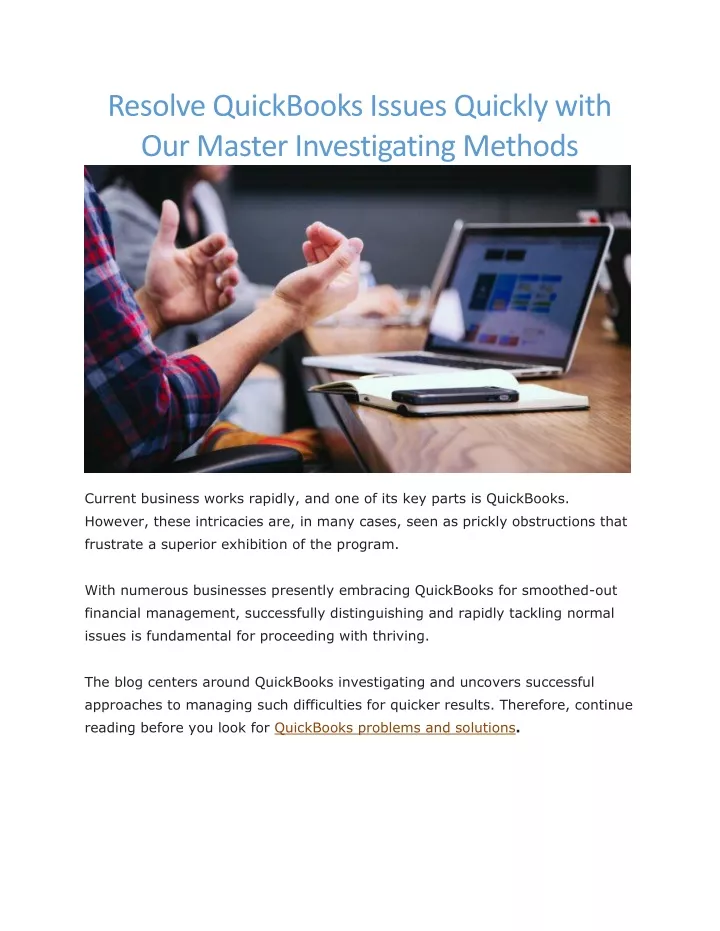 resolve quickbooks issues quickly with our master