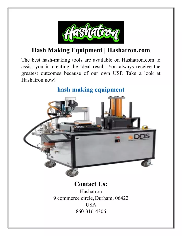 hash making equipment hashatron com