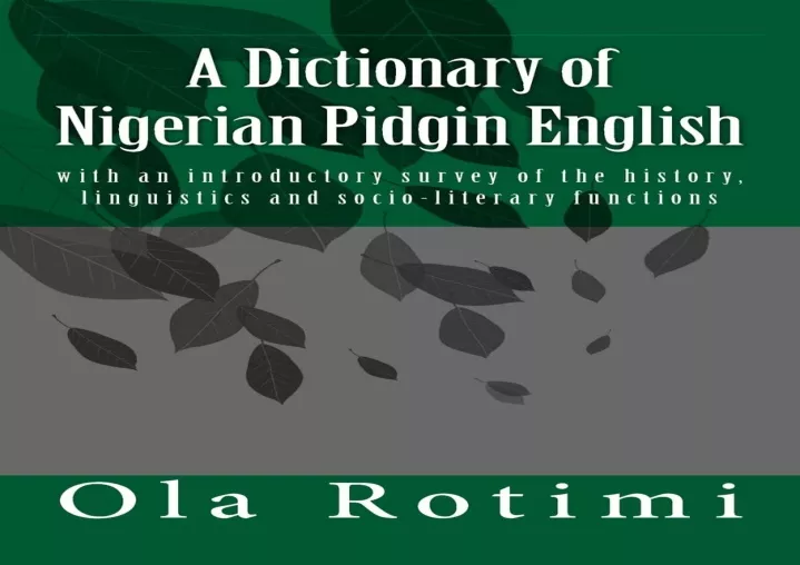 read ebook pdf a dictionary of nigerian pidgin