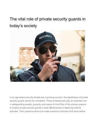 The vital role of private security guards in today’s society