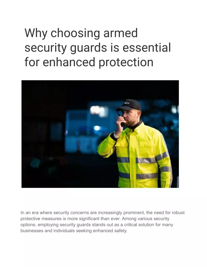 why choosing armed security guards is essential