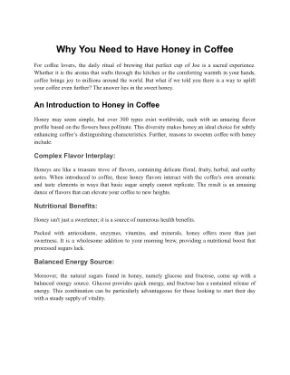 why you need to have honey in coffee