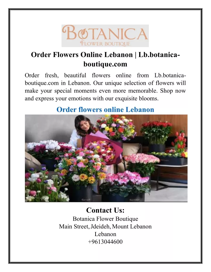 order flowers online lebanon lb botanica boutique