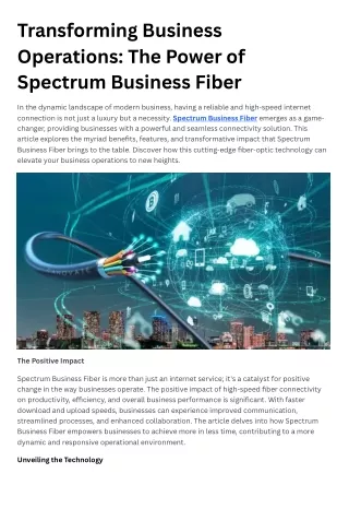 Transforming Business Operations The Power of Spectrum Business Fiber