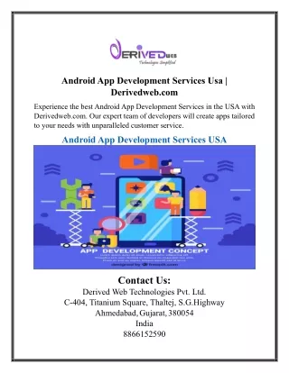 Android App Development Services Usa | Derivedweb.com