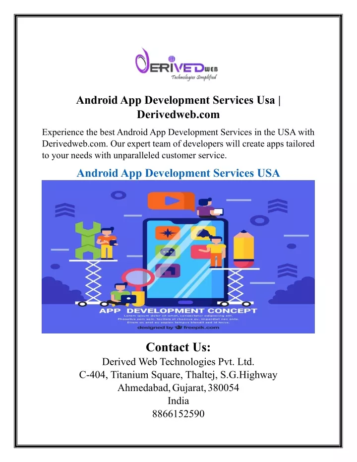 android app development services usa derivedweb