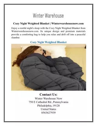 Cozy Night Weighted Blanket | Winterwarehousenow.com