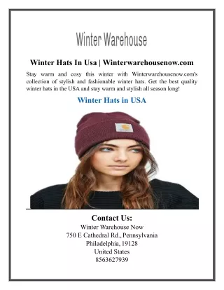 Winter Hats In Usa | Winterwarehousenow.com