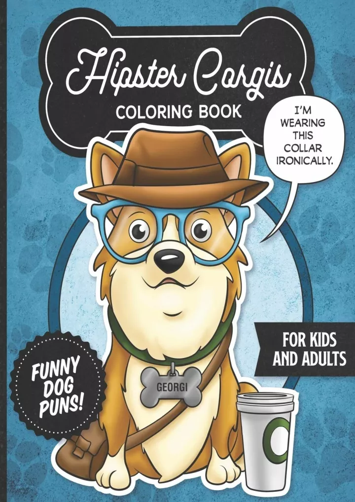 hipster corgis coloring book funny dog puns