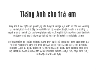 Tiếng Anh cho trẻ em