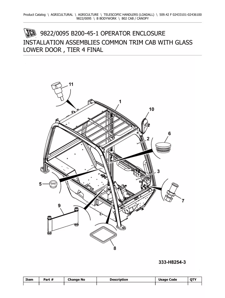 Ppt Jcb F Telescopic Handlers Loadall Parts Catalogue Manual Serial Number