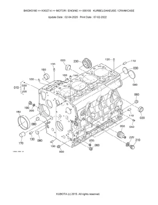 Kubota KX027-4 Excavator Parts Catalogue Manual (Publishing ID BKIDK5160)