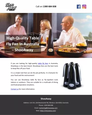 High-Quality Table Fly Fan In Australia – ShooAway