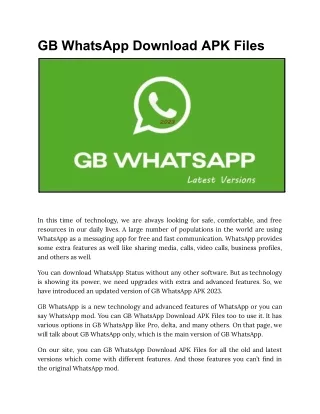GB WhatsApp Download APK Files Free