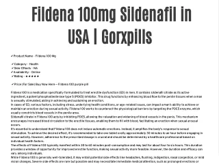 Fildena 100mg Sildenafil at Lowest Cost Gorxpills