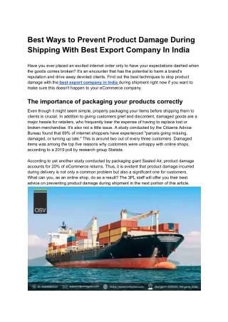 Best Ways to Prevent Product Damage During Shipping With Best Export Company In