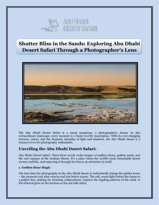 Shutter Bliss in the Sands Exploring Abu Dhabi Desert Safari Through a Photographer's Lens