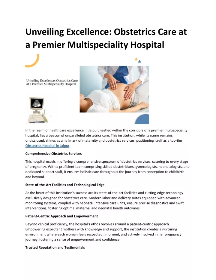 unveiling excellence obstetrics care at a premier