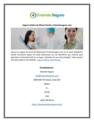 Seguro médico de Miami Florida | Enterateseguro.com