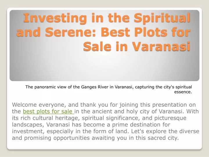 investing in the spiritual and serene best plots for sale in varanasi