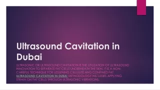 Ultrasound Cavitation in Dubai