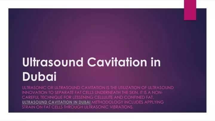 ultrasound cavitation in dubai ultrasonic