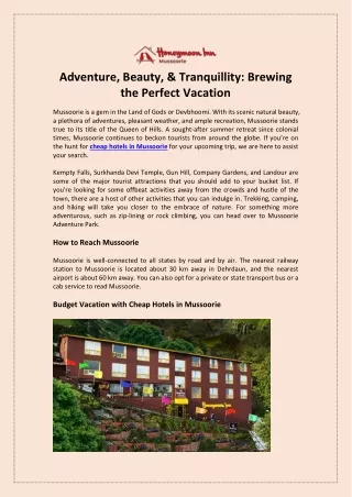 Adventure Beauty Tranquillity Brewing the Perfect Vacation