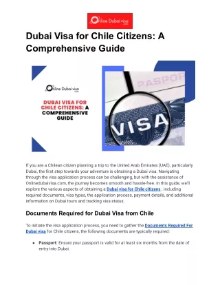 Simplified Dubai Visa for Chilean Travelers: A Guide with Onlinedubaivisa.com