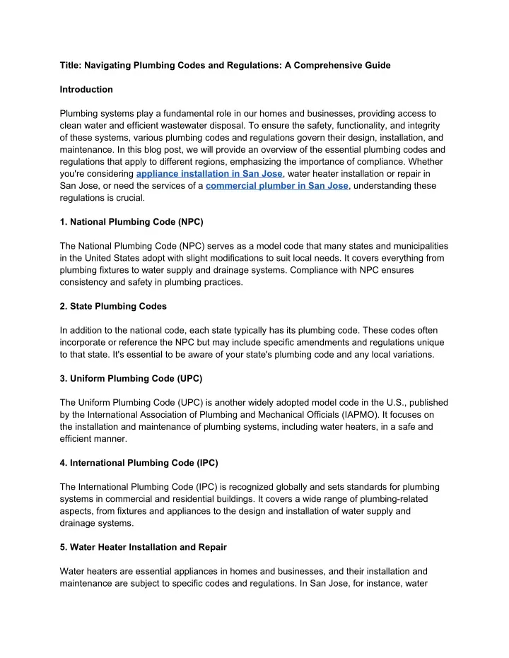 title navigating plumbing codes and regulations