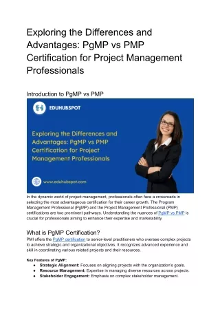 Exploring the Differences and Advantages_ PgMP vs PMP Certification for Project Management Professionals