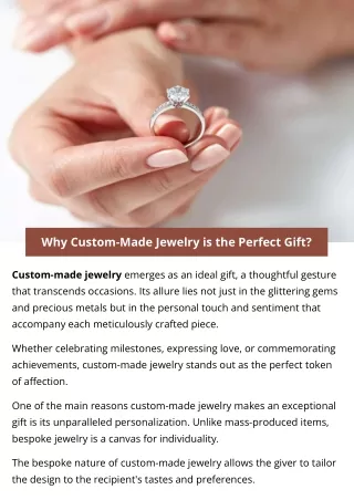 Why Custom-Made Jewelry is the Perfect Gift?